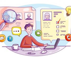 Online interview vector