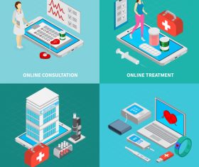 Online treatment isometric vector illustration