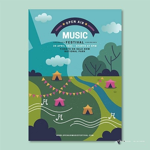 Open Air Music Festival Poster vector