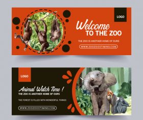 Orangutan elephant zoo poster banner vector