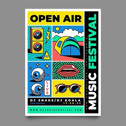 Outdoors music festival poster vector