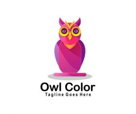 Owl color icon vector