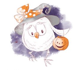 Owl halloween watercolor illustration vector