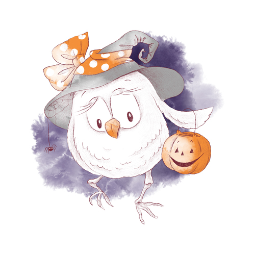 Owl halloween watercolor illustration vector