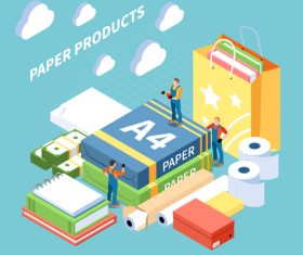 Paper Isometric Illustration Vector