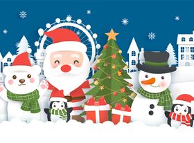 Paper cut illustration merry christmas vector