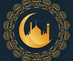 Paper cut pattern ramadan festival card vector