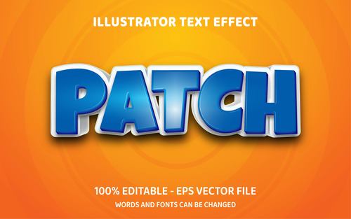 Patch editable font effect text vector