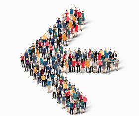 Pattern crowd combined into a forward arrow vector