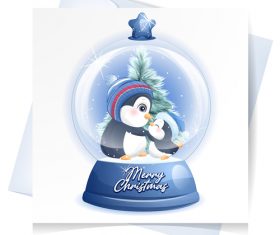 Penguin crystal ball vector