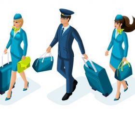 Pilot and stewardess cartoon vector