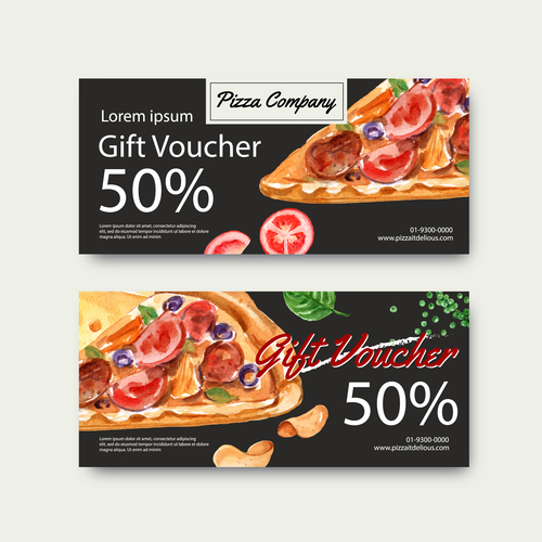 Pizza gift voucher vector