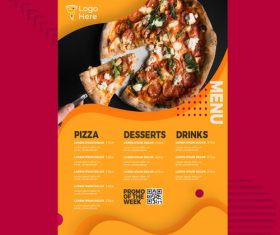 Pizza menu vector on orange background