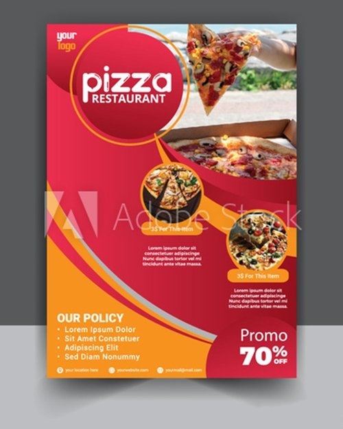 Pizza restaurant menu flyer vector
