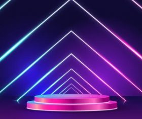 Podium neon light effect vector