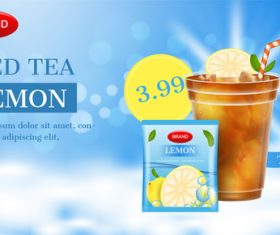 Premium summer iced tea advertising brand design vector