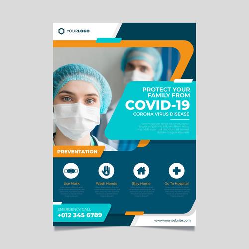 Protect your family from COVID  19 flyer vector