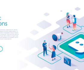 Public relations isometric template vector