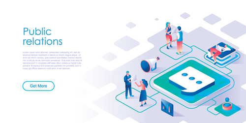 Public relations isometric template vector