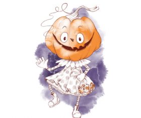 Pumpkin man halloween cartoon vector