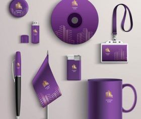 Purple background business identity design vector