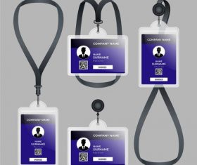 Purple background company ID card template vector