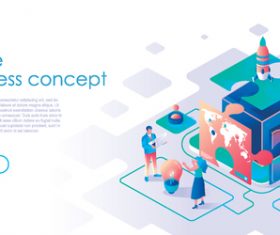 Puzzle business concept isometric template vector