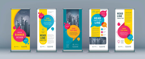 Real estate business roll up set vector