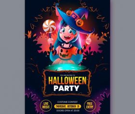 Realistic halloween party flyer template vector
