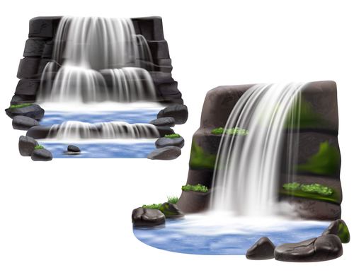 Realistic waterfall compositionss background vector