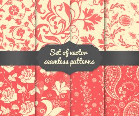 Red background flower seamless pattern vector