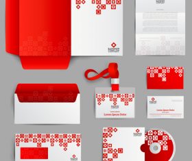 Red business stationery design vector
