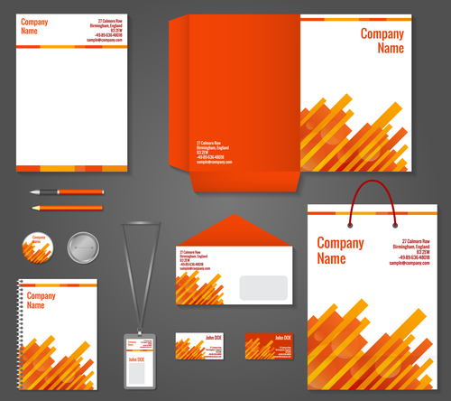 Red yellow background corporate identity design vector