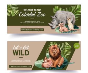 Rhino deer watercolor painting banner vector