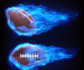 Rugby flying in fire realistic vector