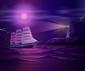 Sailboat and lighthouse background vector