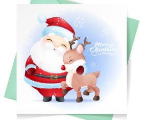 Santa and deer vector