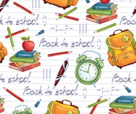 School bag and alarm clock background vector