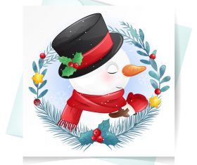 Snowman christmas greeting card vector