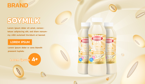 Soy milk advertising brand design vector