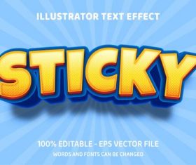 Sticky golden editable font effect text vector