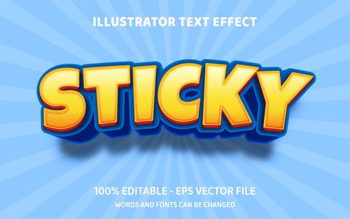 Sticky golden editable font effect text vector