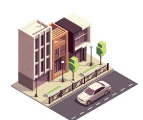 Street building illustration vector