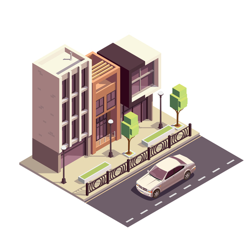 Street building illustration vector