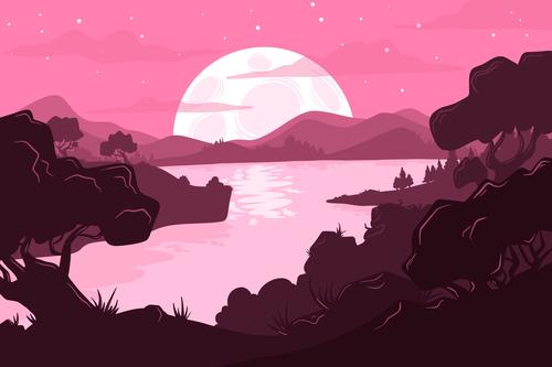 Sunset view vector