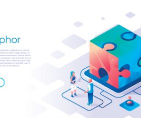 Team metaphor isometric template vector