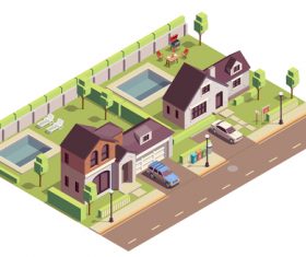Townhouse building vector