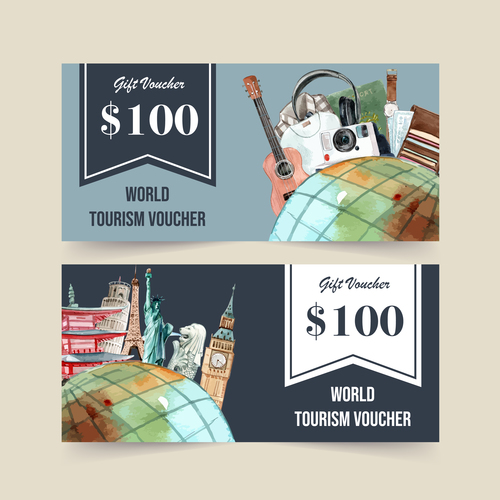 Travel coupon vector