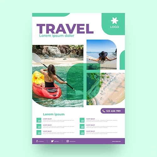 Travel sale flyer with photo vector