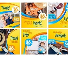 Travel sale instagram post collection vector